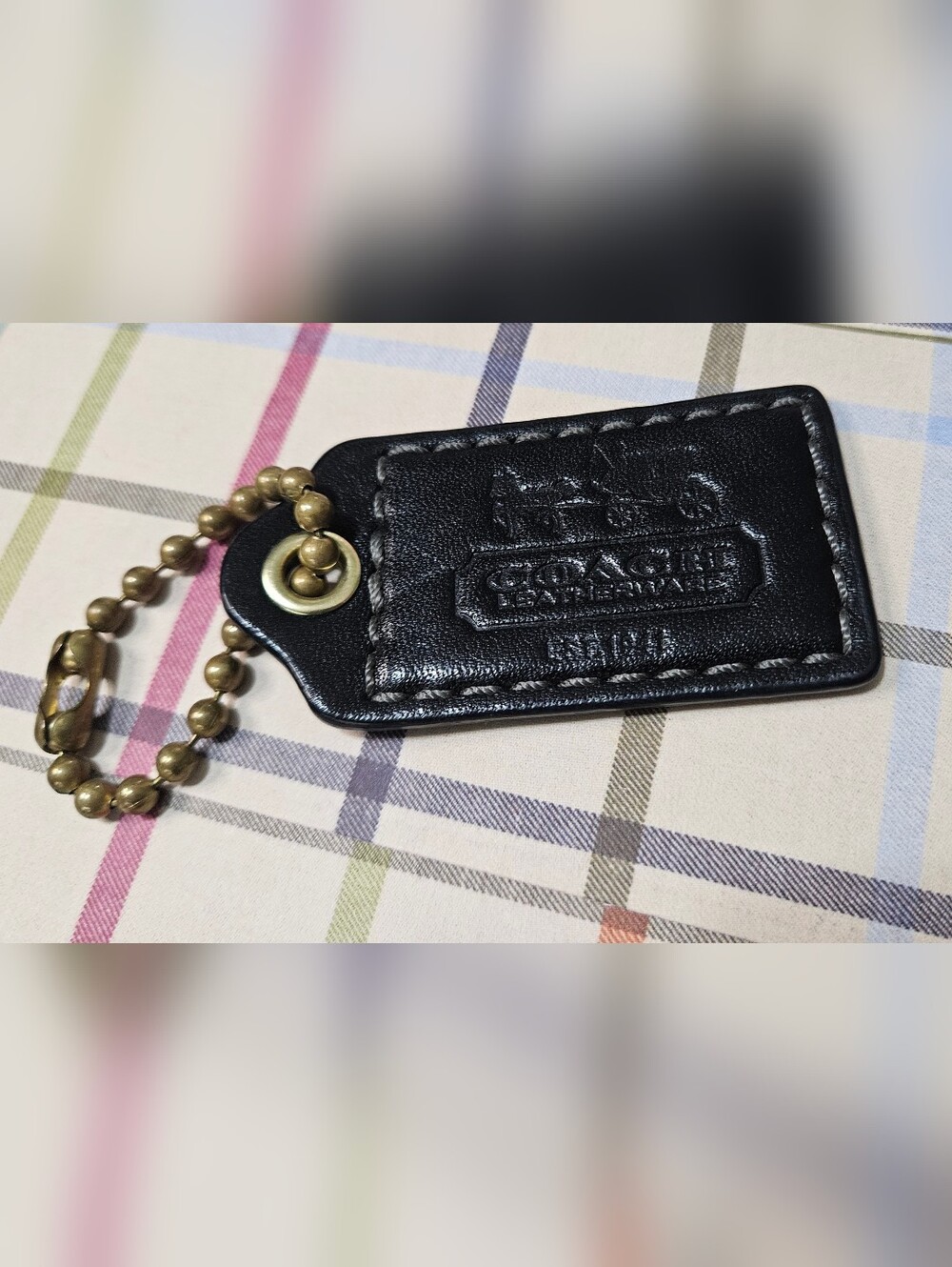 Coach BLEECKER LEATHERWARE Hangtag w/Large Brass Ballchain Black